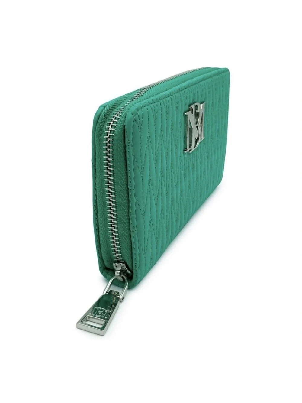 Badgely Mischka  Quilted Zip Wallet with Silver Logo
